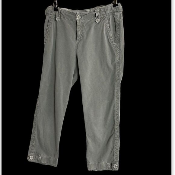 Eddie Bauer pants Womens size 4 bermuda Y2K cropped shaw corduroy gray Pockets - Picture 2 of 8